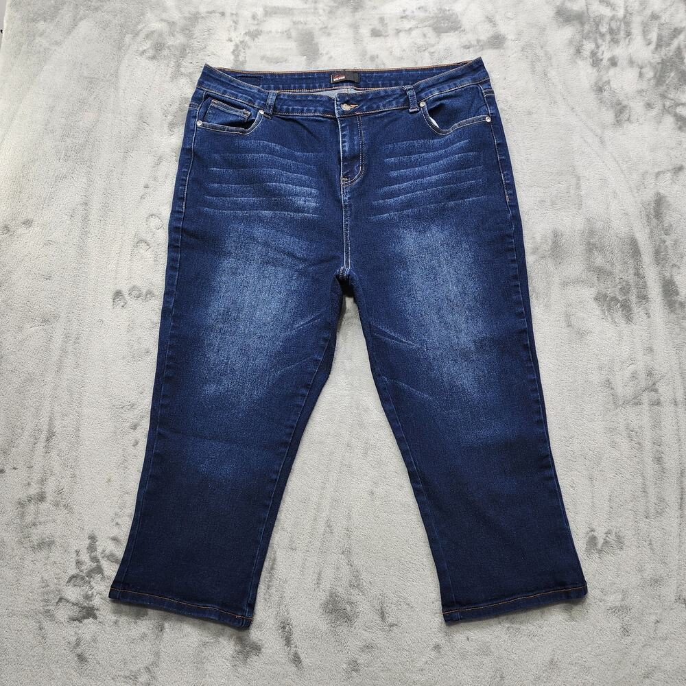 Enjoy Denim Jeans Womens 20 Blue High Rise Crop Capri Skinny Leg Stretch Denim